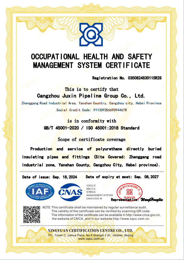 職業健康安(ān)全管理(lǐ)體(tǐ)系認證證書